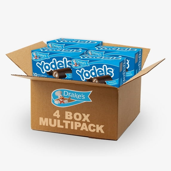 Drake's Yodels, 40 Crème Filled Cake Rolls (4 Boxes), 44.64 oz