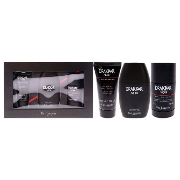 Drakkar noir by guy laroche for men - 3 pc gift set 2021 - 3.4oz edt spray, 2.6oz deodorant stick, 1.7oz shower gel
