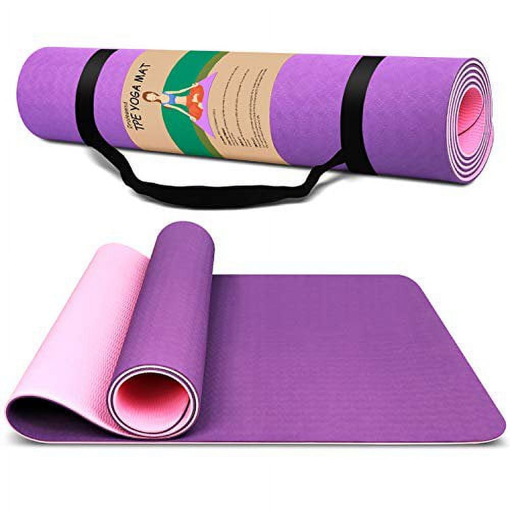 Overmont TPE Yoga Mat 1/3 Extra Thick Exercise Mat Non-Slip Workout Mat  High Density Anti-Tear Pilates Mat for Stretching Fitness Home Gym, 72x24