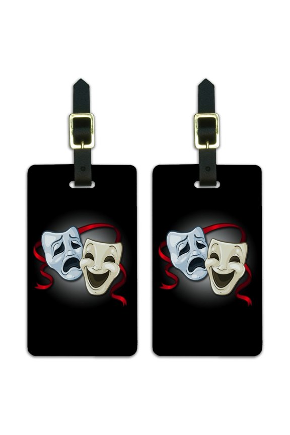 Drama Comedy Tragedy Masks Theater Luggage ID Tags Carry-On Cards - Set of 2