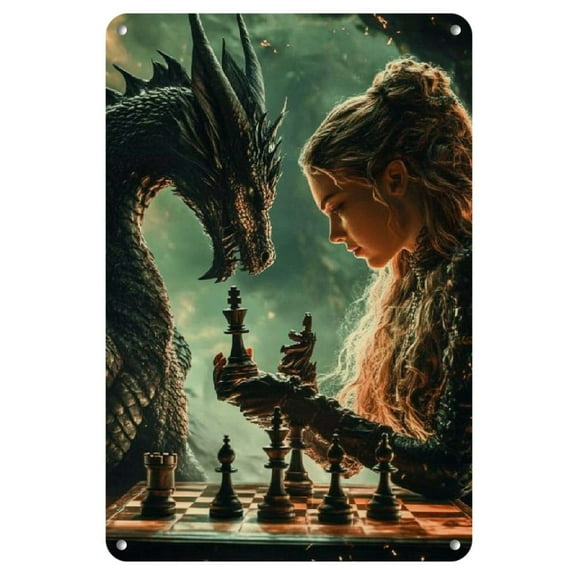 Drama-Filled Devil & Angel Chess Game Metal Wall Art, 12x8" - Perfect for Christmas Decor or Gifts, Perfect for Room Decor
