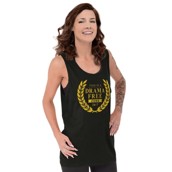 Drama Free Zone Novelty Atttidue Tank Top T Shirts Men Women Brisco Brands S