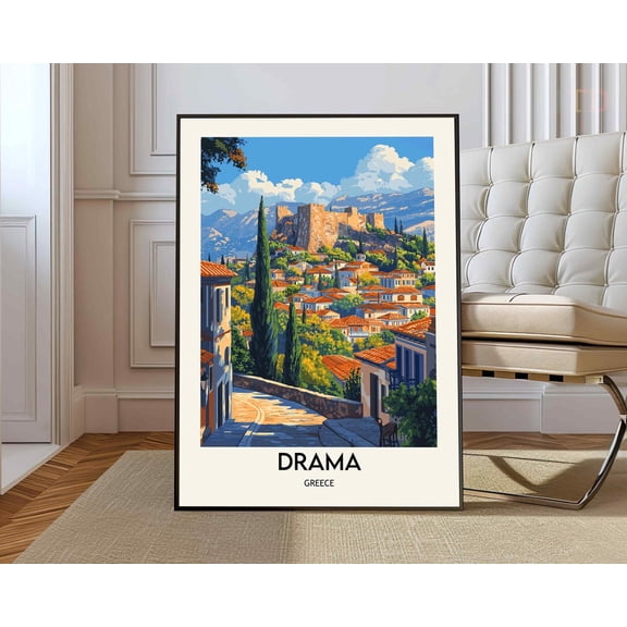Drama Greece City Poster, Unframed Paper Poster 8x10in