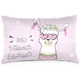 thumbnail image 1 of No Drama Llama On Pink Velvet Oblong Lumbar Plush Throw Pillow Cover/Shams Cushion Case 20x36in Decorative Invisible Zipper Design for Couch Sofa Pillowcase Only, 1 of 7
