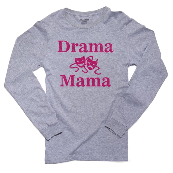 Drama Mama - Theater Mom Cute Pink Men's Long Sleeve Grey T-Shirt