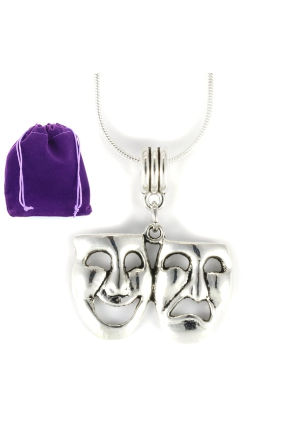 Drama Mask Necklace - Tragedy Comedy Mask Thespian