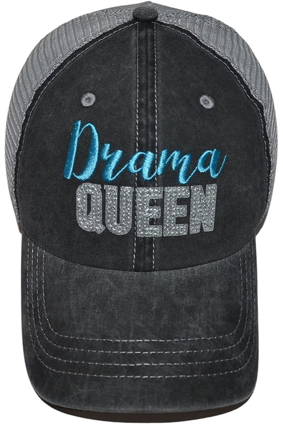 Drama Queen Hats for Women, Funny Trucker Hat, Girls Baseball Cap with Sayings, Adjustable Snapback Low Profile Hats Blue, Black