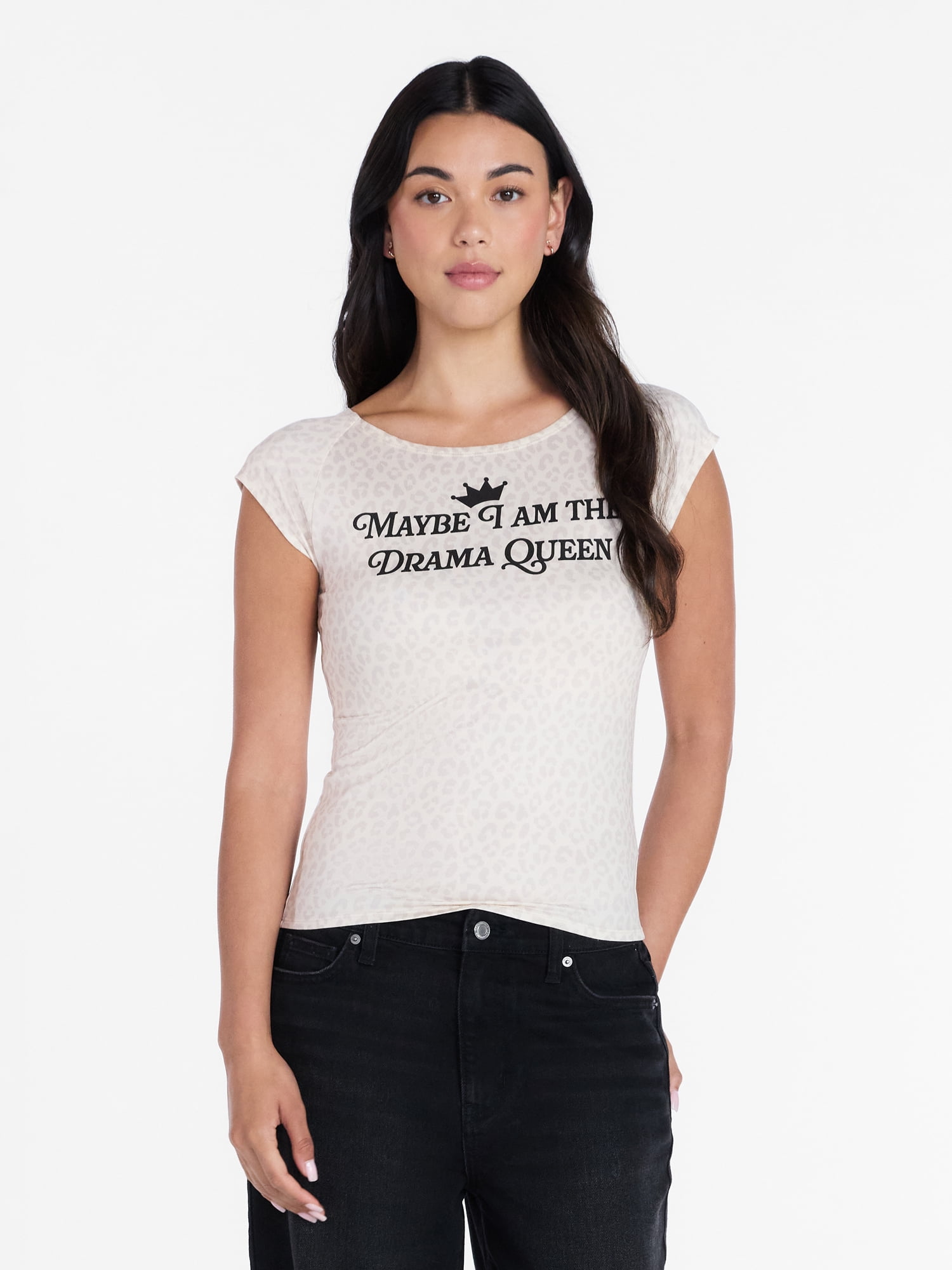Women's Drama Queen Graphic Tee with Short Sleeves, Sizes XXS-XXL