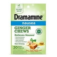 thumbnail image 1 of Dramamine Ginger Chews, Relieves Nausea, Lemon Honey Ginger Flavor, 20 Soft Chews, 1 of 3