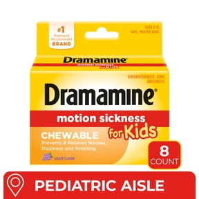Dramamine Kids Chewable, Motion Sickness Relief, Grape Flavor, 8 Count