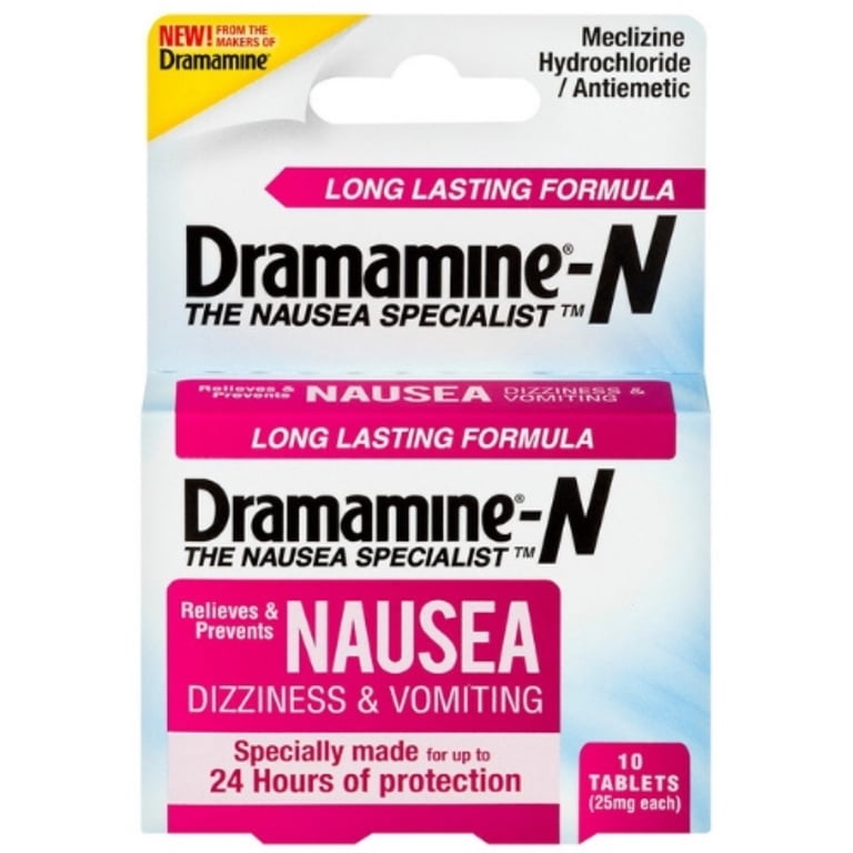 Dramamine Long Lasting Nausea Relief Tablets ,10 ea (Pack of 2)