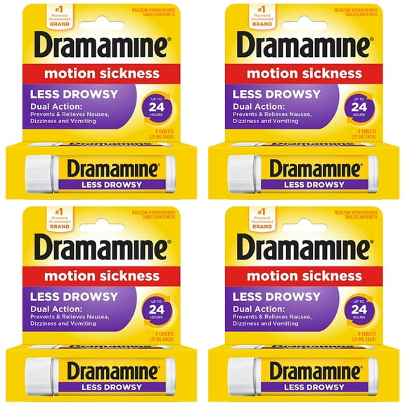 Dramamine Motion Sickness Relief Less Drowsey Formula 8 Tablets