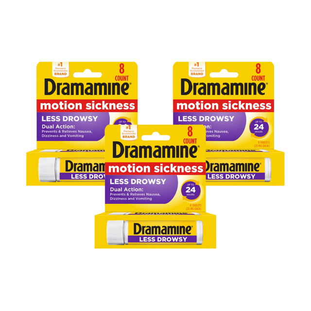 Dramamine Motion Sickness Relief Less Drowsy Formula Tablets, 8 ct