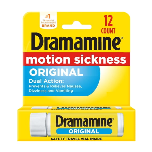 Dramamine Motion Sickness Relief Original Formula, 50 mg, 12 Count (Pack of 3)