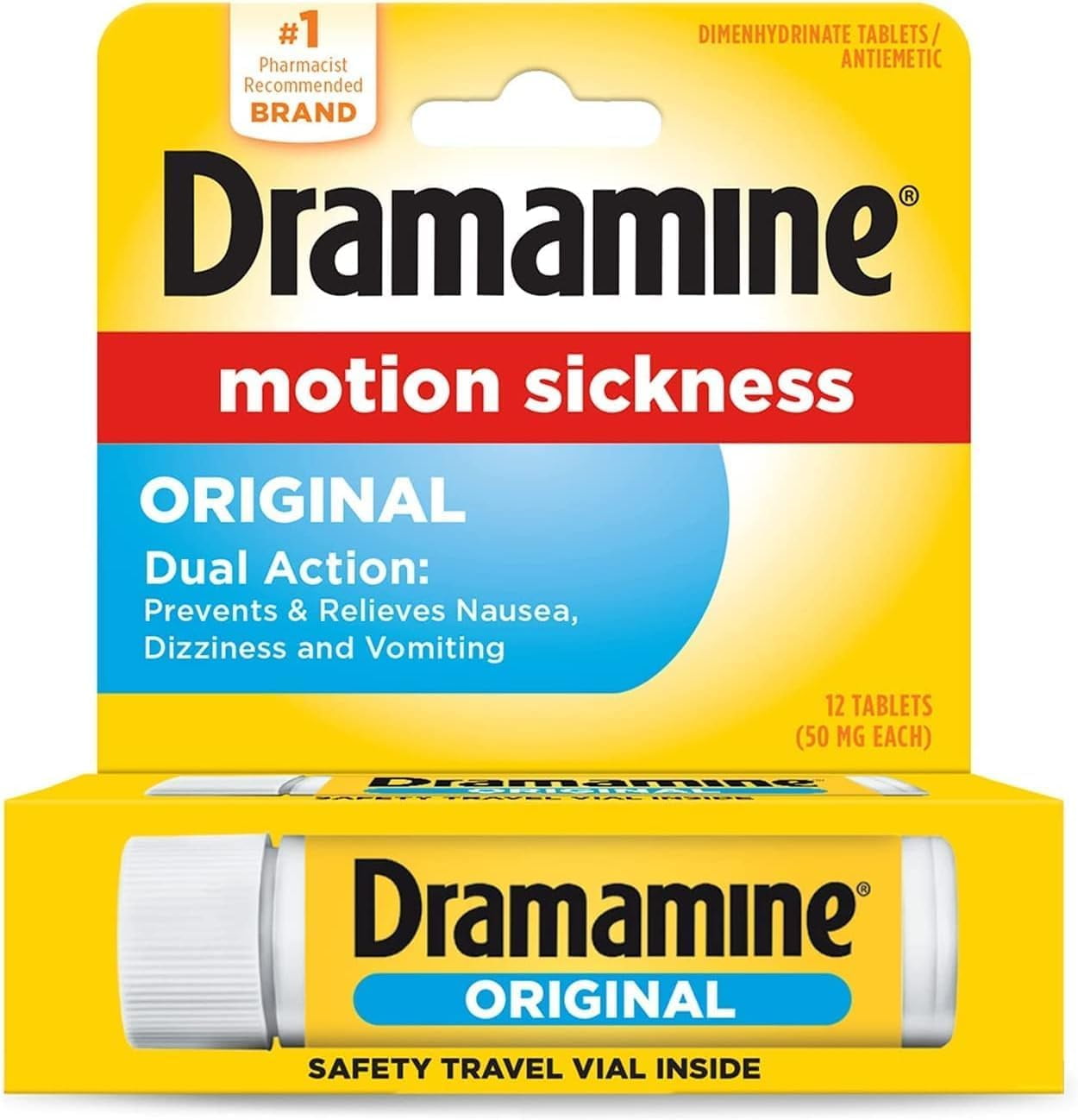 Dramamine Non-Drowsy Naturals Motion Sickness Relief, 12 Count