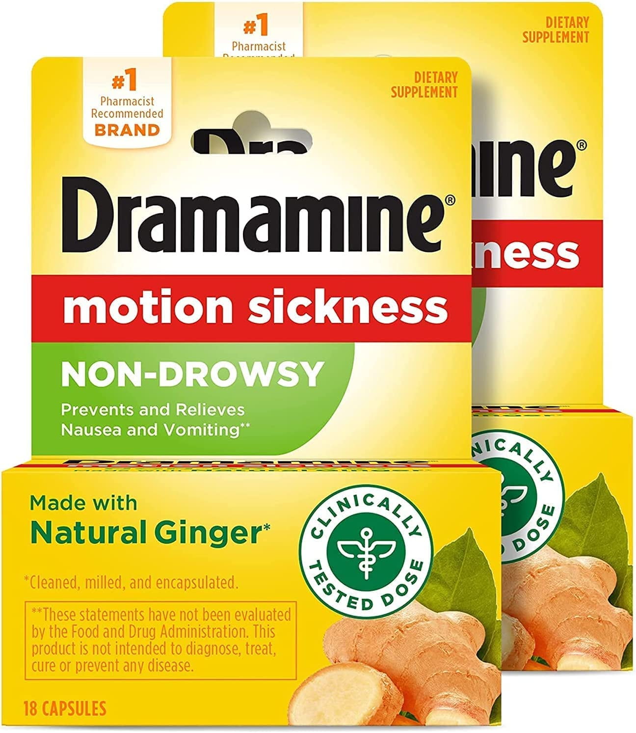 Dramamine NonDrowsy Naturals Motion Sickness Relief Capsules with