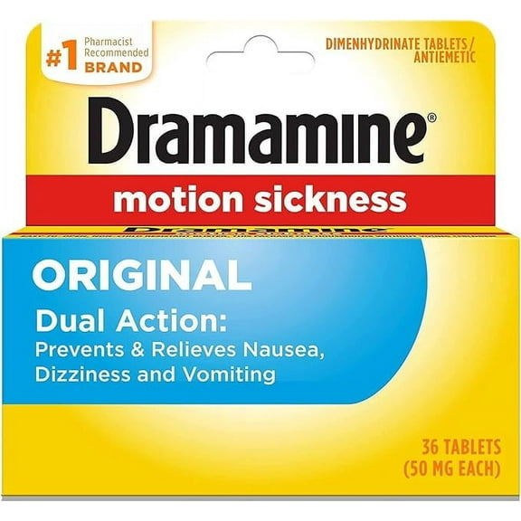 Dramamine Original Formula Fast Acting Motion Sickness Relief Tablets - 36 Ea, 2 Pack