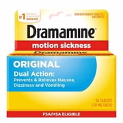 Dramamine Original, Motion Sickness Relief, Sensitive Stomach, 36 Count