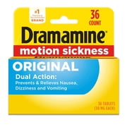 Dramamine Motion Sickness Original Tablets Dimenhydrinate 50 mg Antiemetic 36 Count