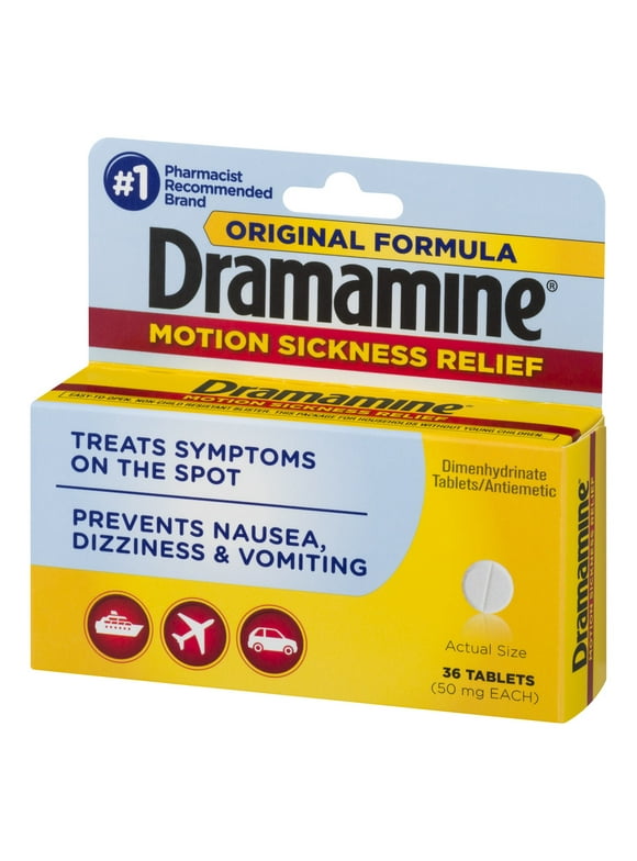 Dramamine Original, Motion Sickness Relief, Sensitive Stomach, 36 Count