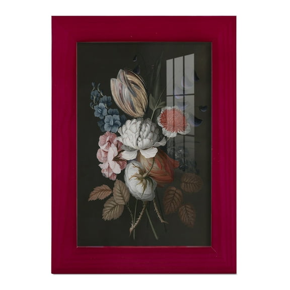 Dramatic Bouquet I -Framed Print w/glass-Cherry Red