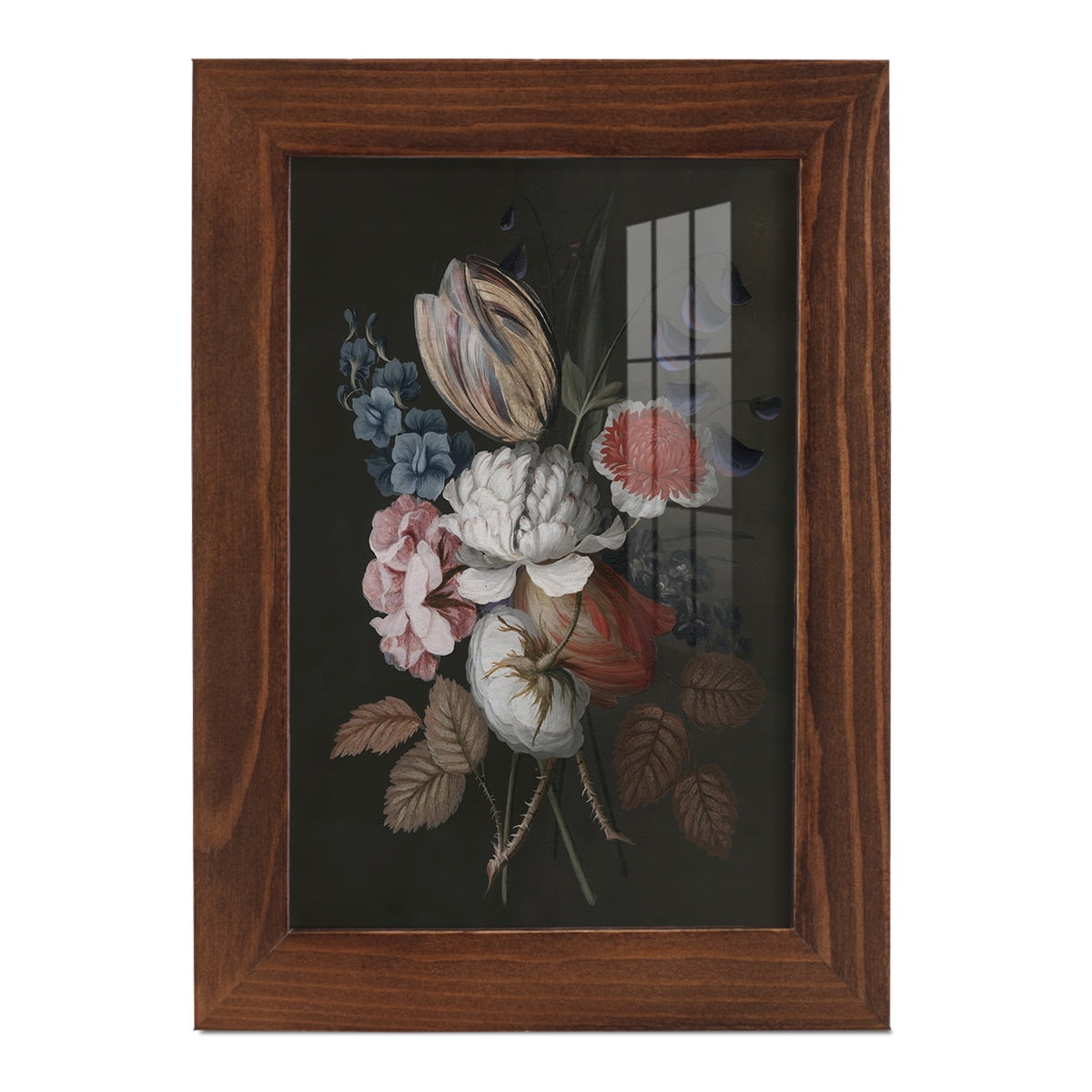 Dramatic Bouquet I -Framed Print w/glass-Chestnut