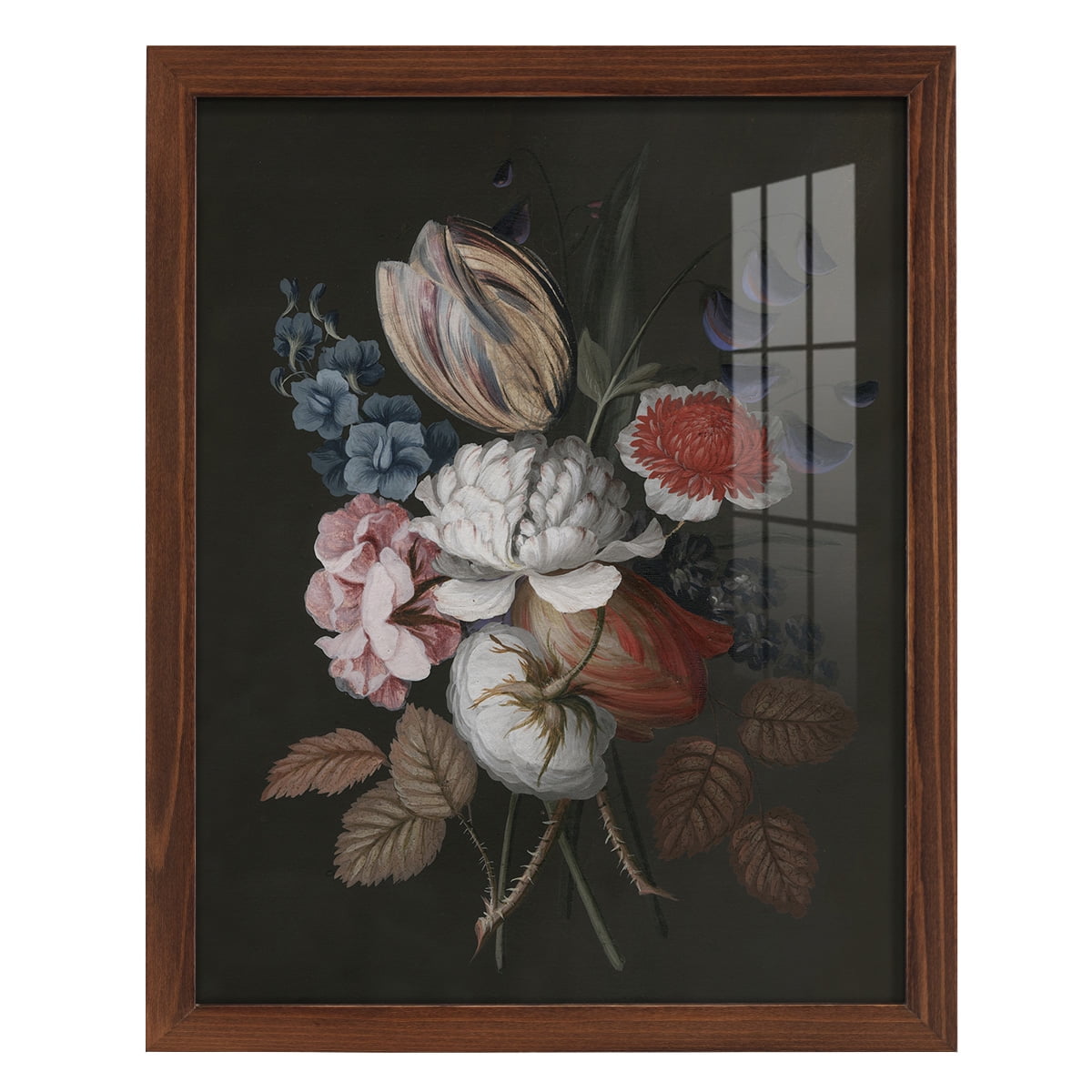Dramatic Bouquet I -Framed Print w/glass-Chestnut