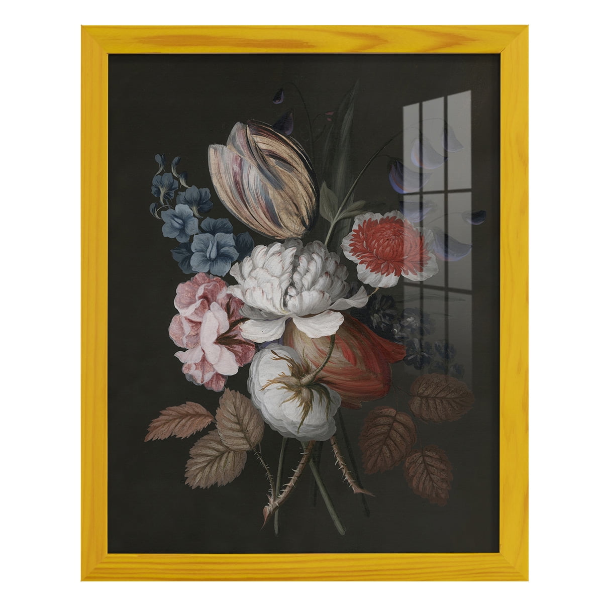 Dramatic Bouquet I -Framed Print w/glass-Sunflower Yellow