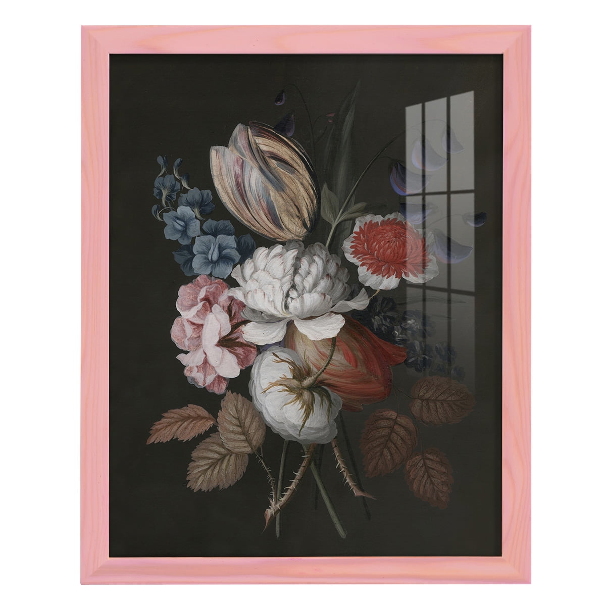 Dramatic Bouquet I -Framed Print w/glass-Sunset Pink