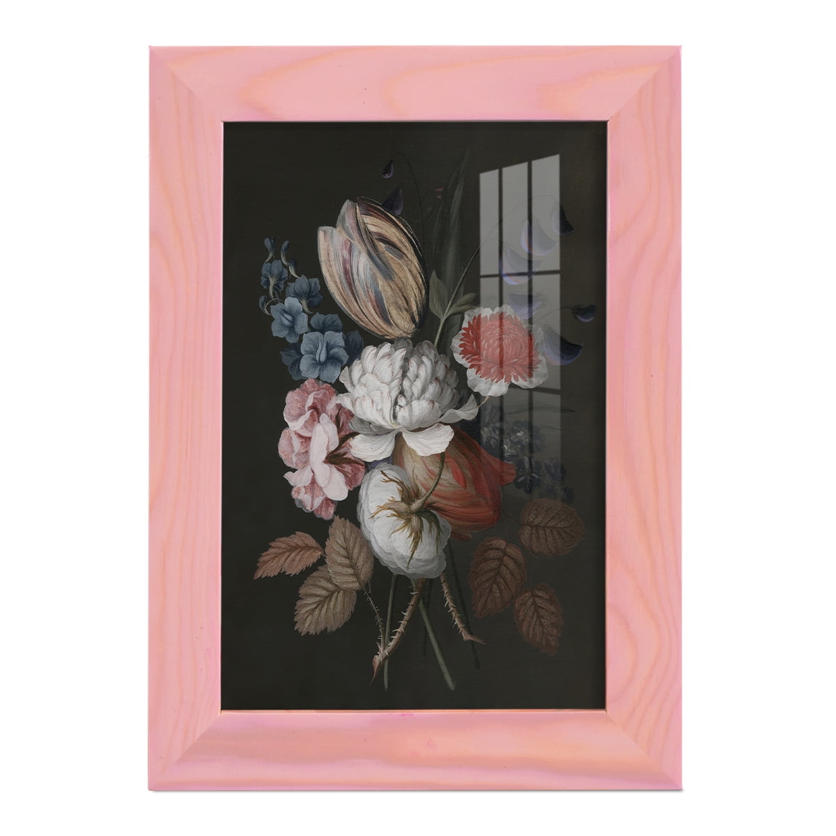 Dramatic Bouquet I -Framed Print w/glass-Sunset Pink