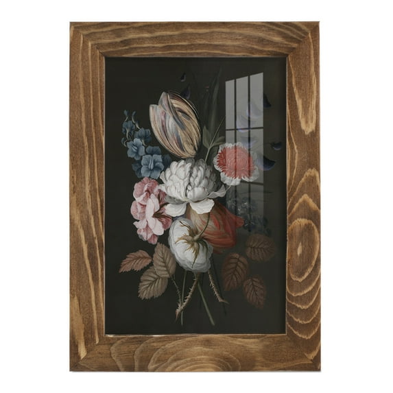 Dramatic Bouquet I -Framed Print w/glass-Walnut