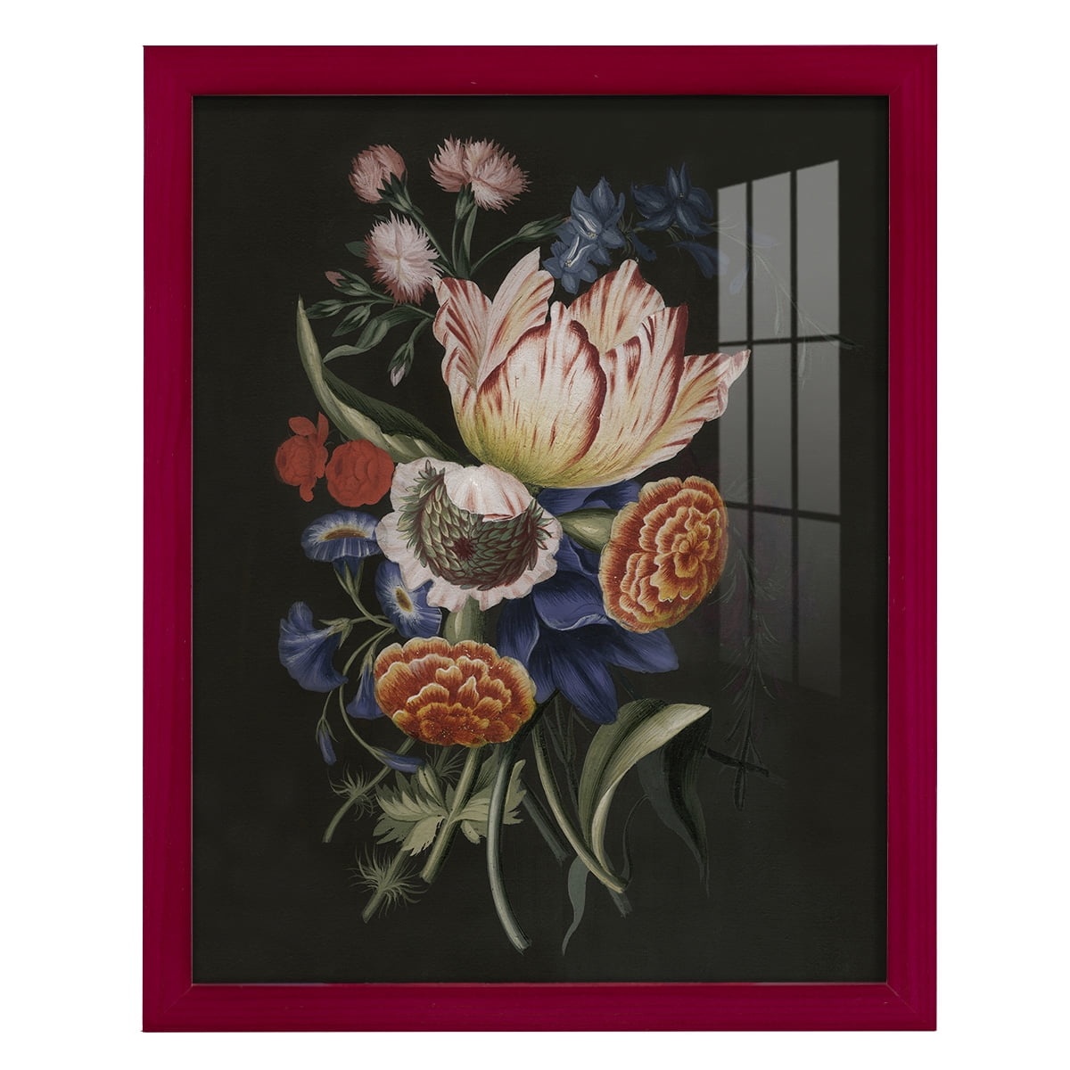 Dramatic Bouquet II -Framed Print w/glass-Cherry Red