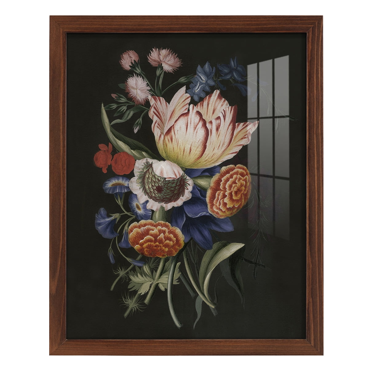 Dramatic Bouquet II -Framed Print w/glass-Chestnut