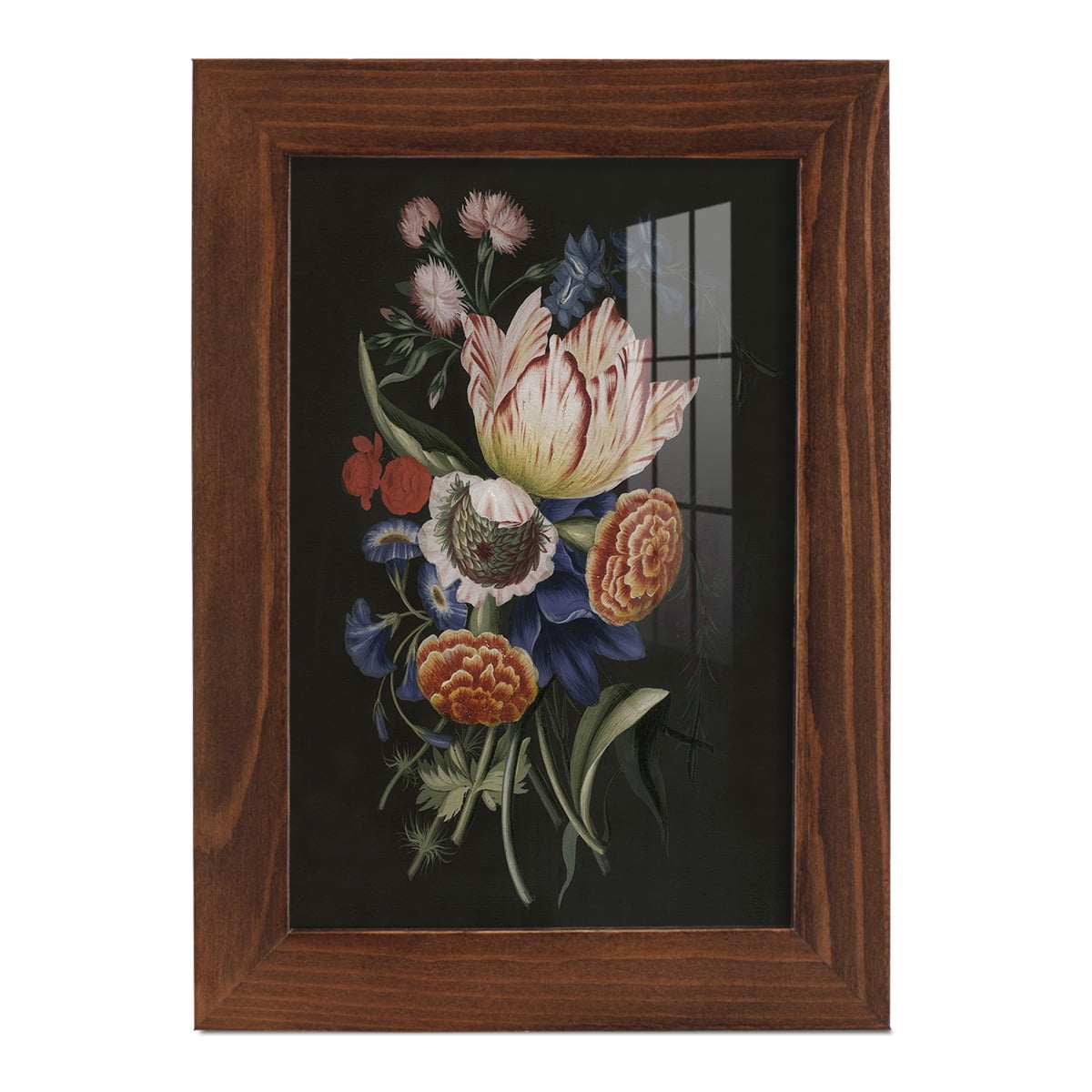 Dramatic Bouquet II -Framed Print w/glass-Chestnut