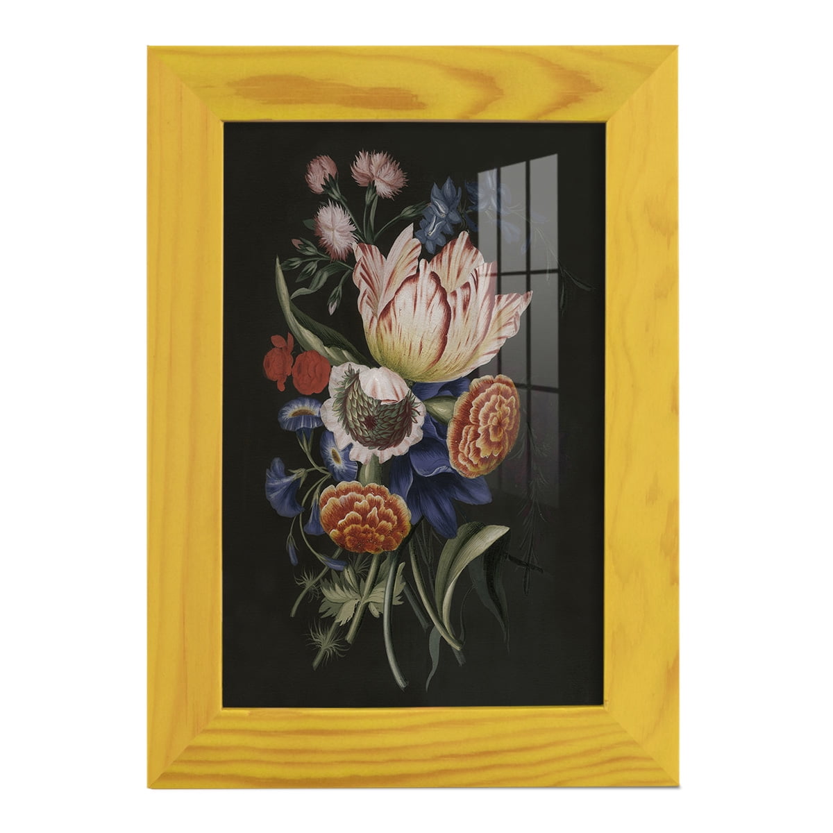 Dramatic Bouquet II -Framed Print w/glass-Sunflower Yellow