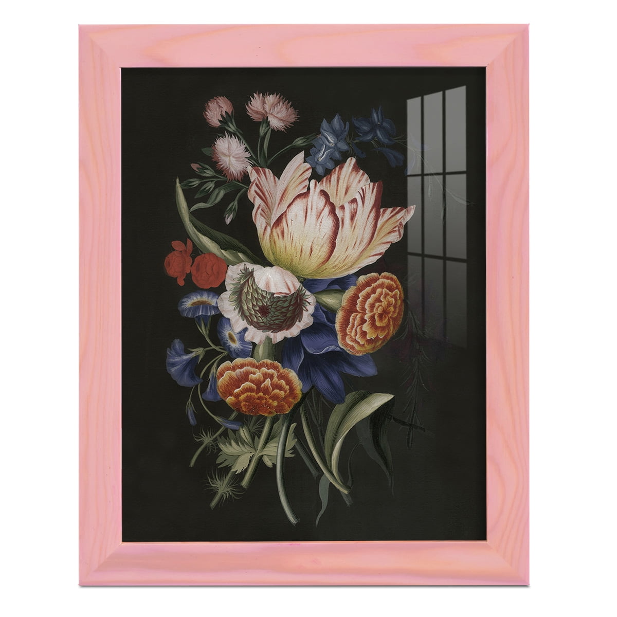 Dramatic Bouquet II -Framed Print w/glass-Sunset Pink