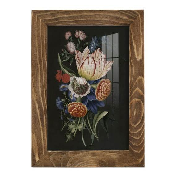 Dramatic Bouquet II -Framed Print w/glass-Walnut