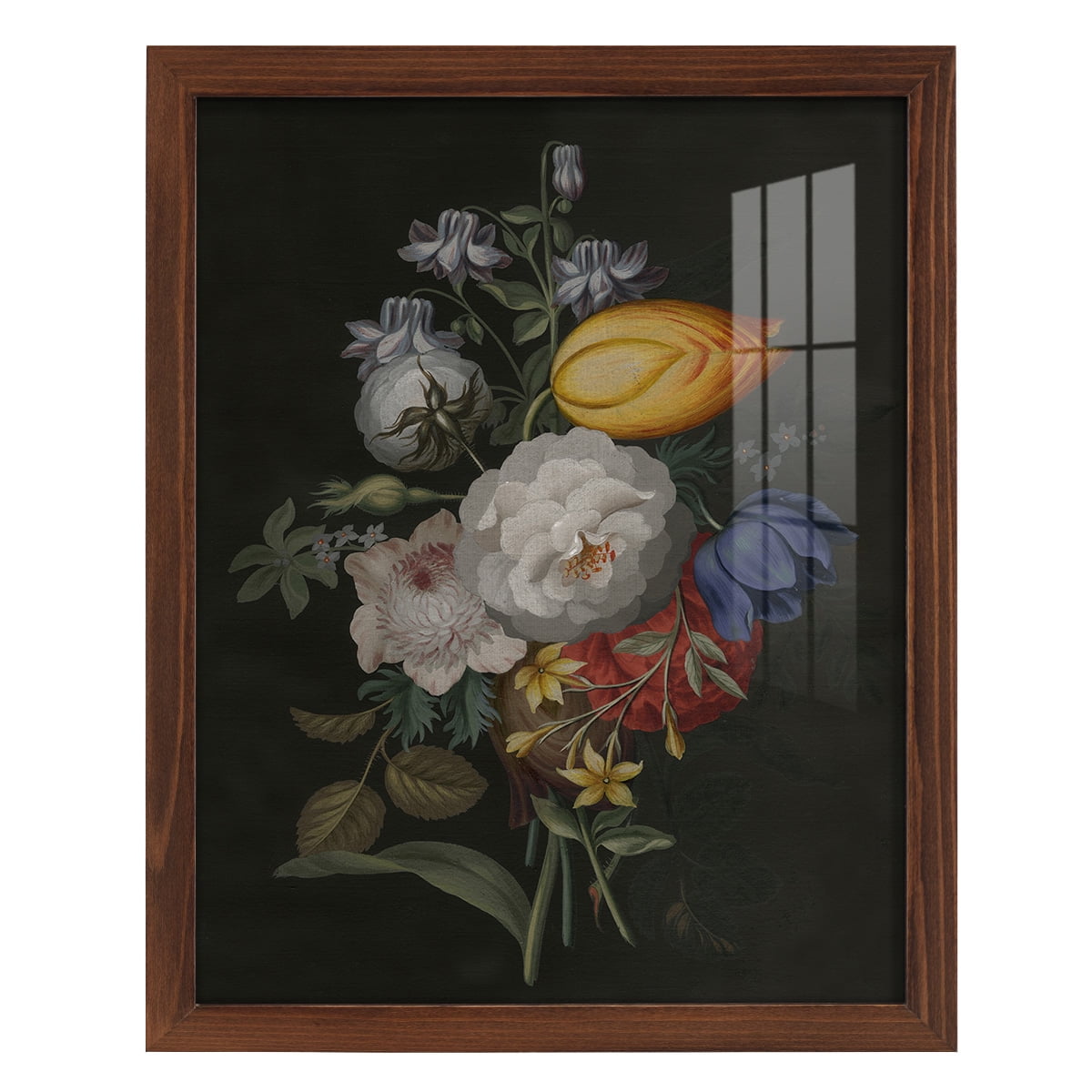 Dramatic Bouquet III -Framed Print w/glass-Chestnut