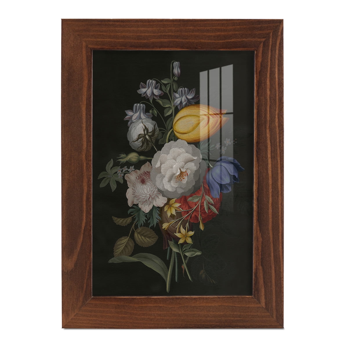 Dramatic Bouquet III -Framed Print w/glass-Chestnut