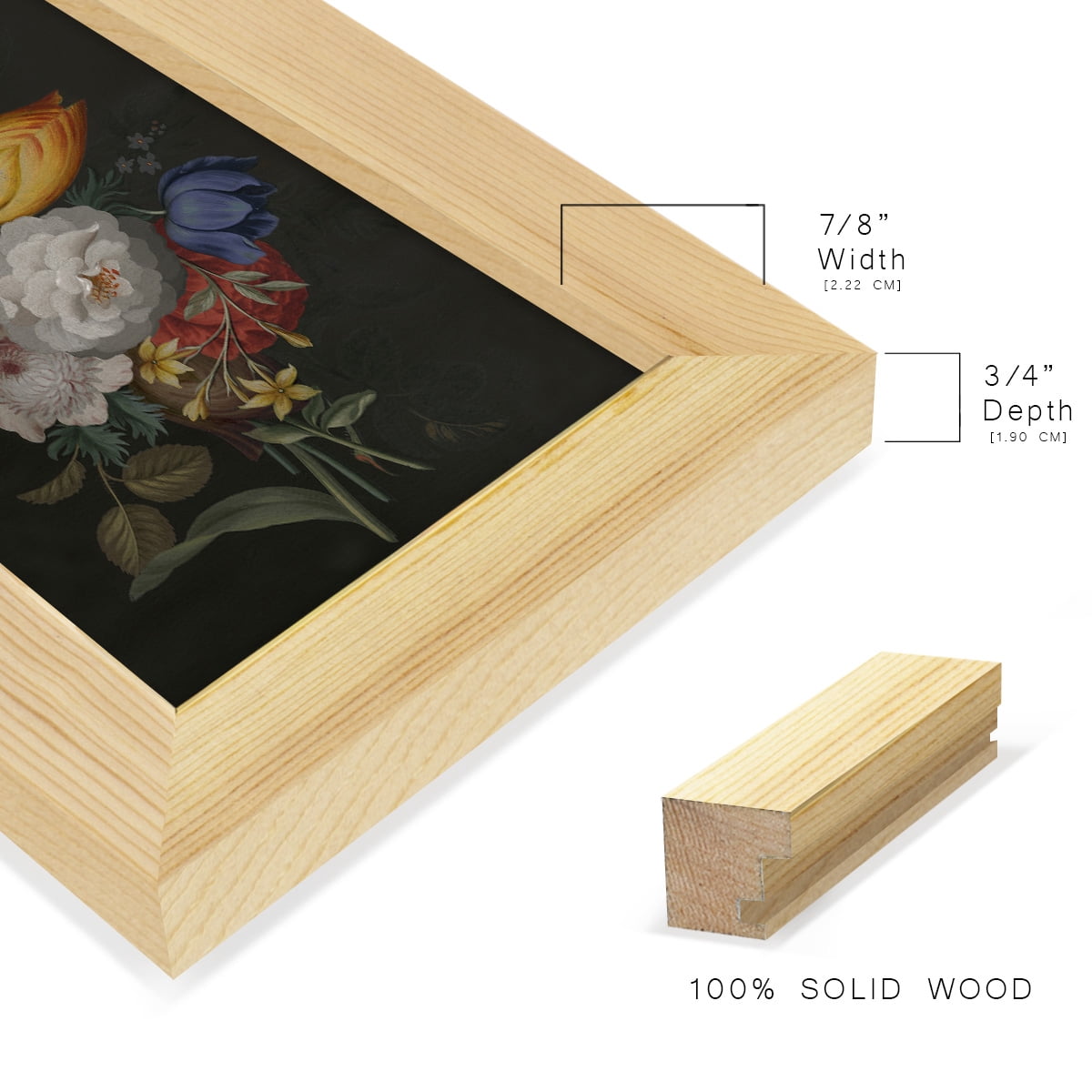 Dramatic Bouquet III -Framed Print w/glass-Natural Wood