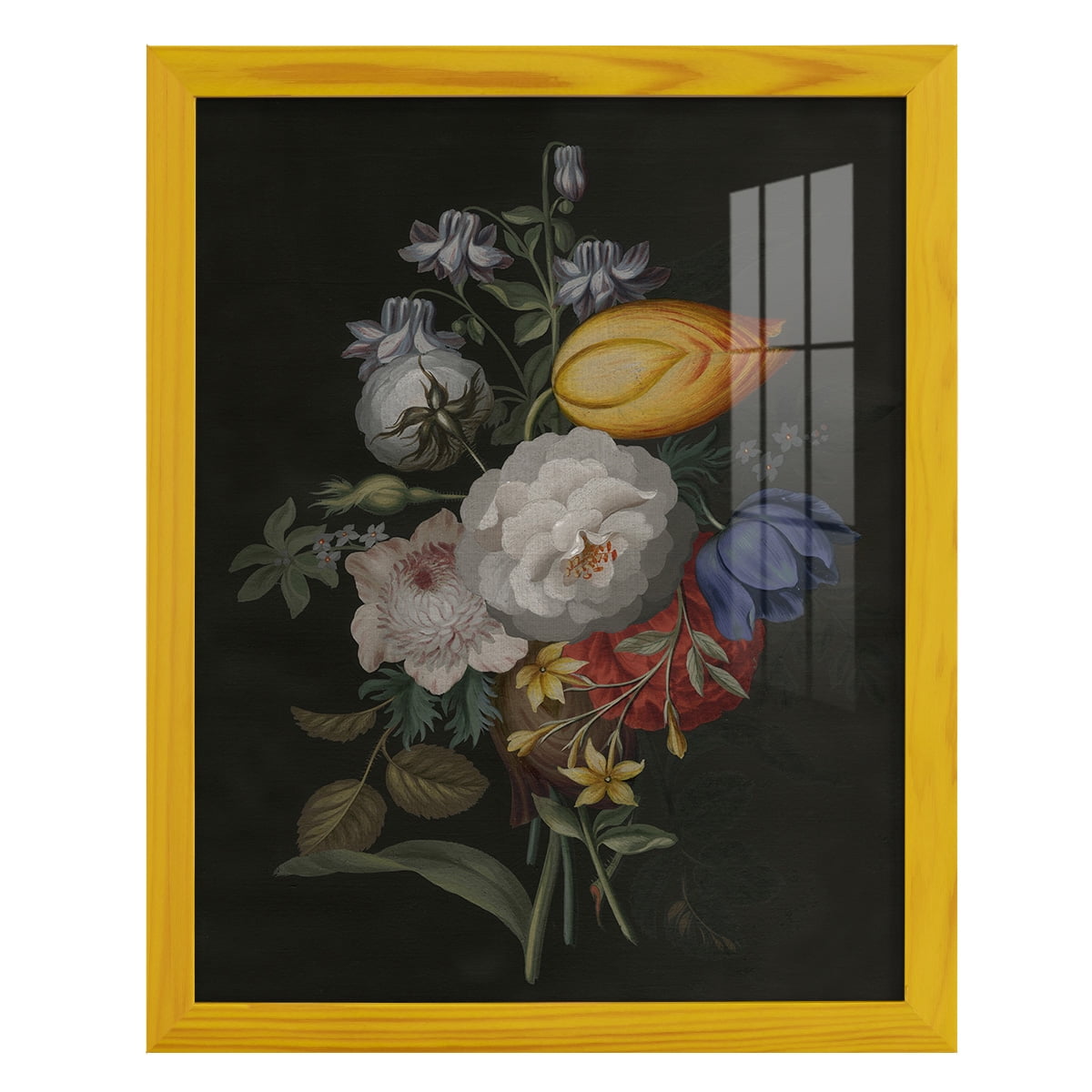 Dramatic Bouquet III -Framed Print w/glass-Sunflower Yellow