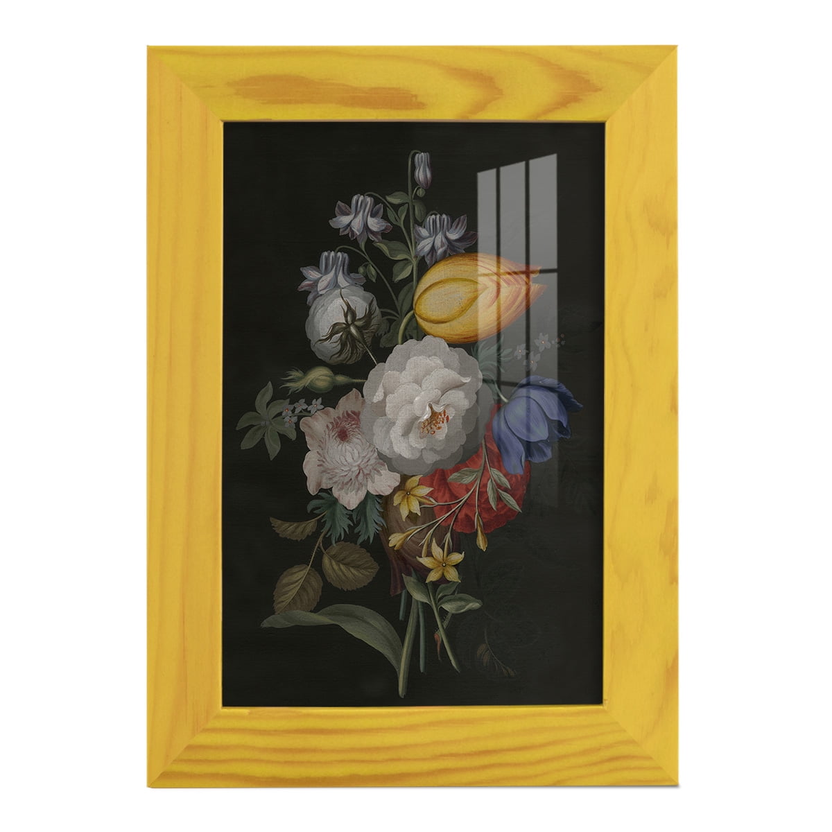 Dramatic Bouquet III -Framed Print w/glass-Sunflower Yellow