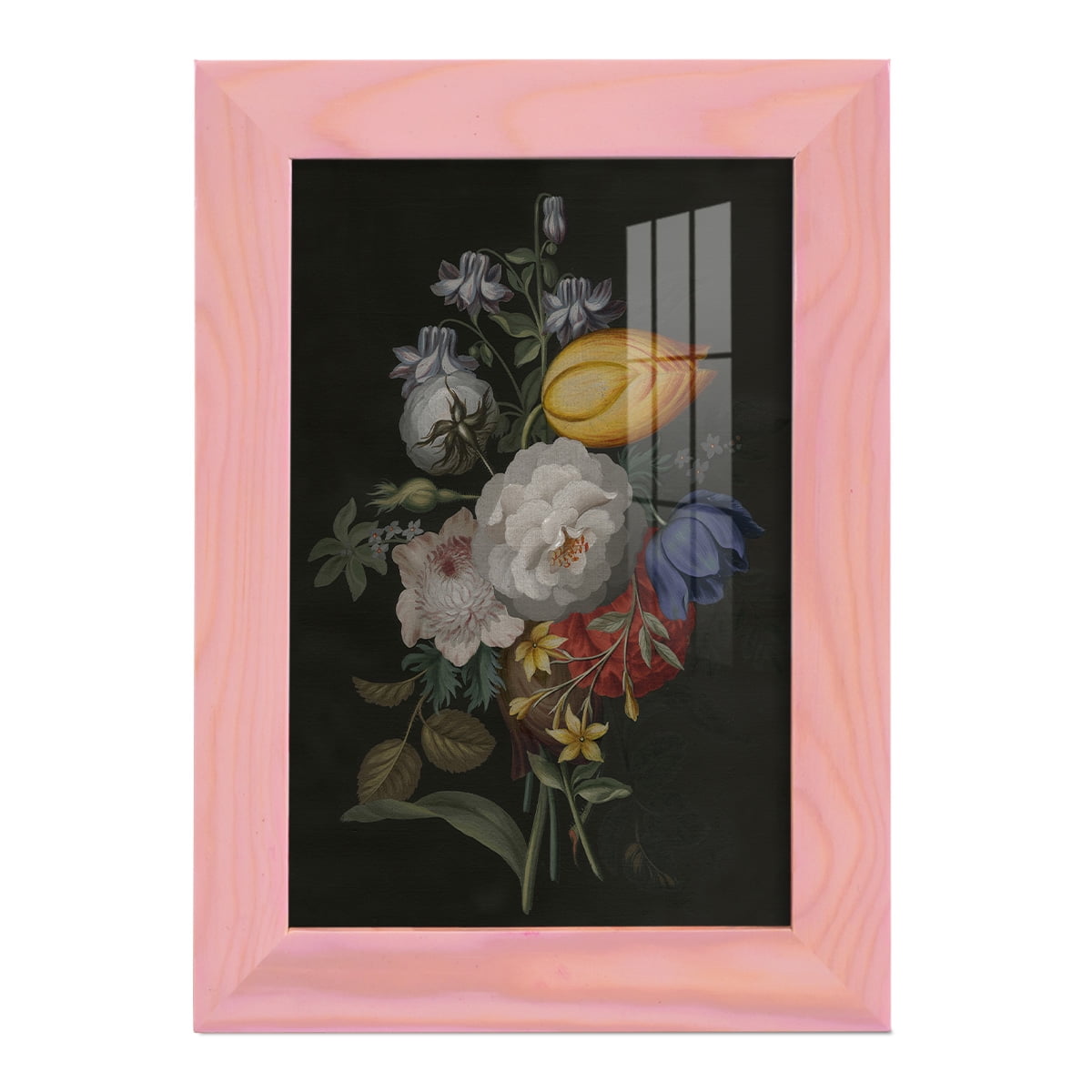 Dramatic Bouquet III -Framed Print w/glass-Sunset Pink