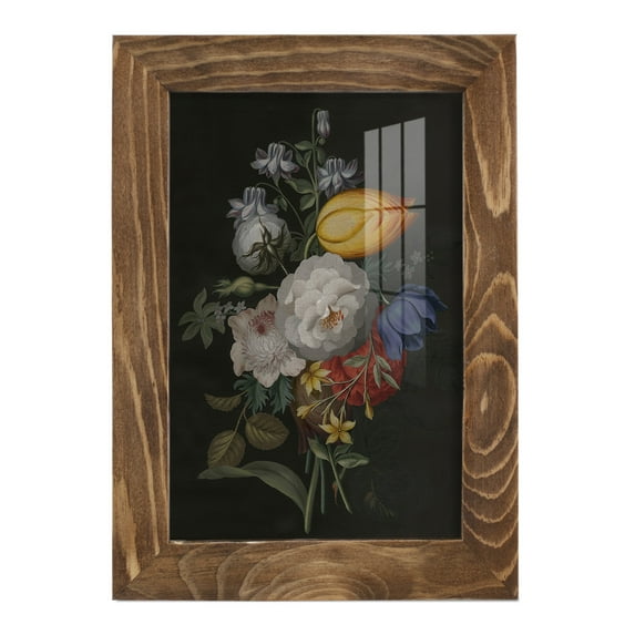 Dramatic Bouquet III -Framed Print w/glass-Walnut