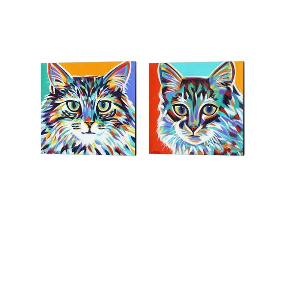 Dramatic Cats by Carolee Vitaletti Canvas Art Set of 2 14 inch X 14 inch Each
