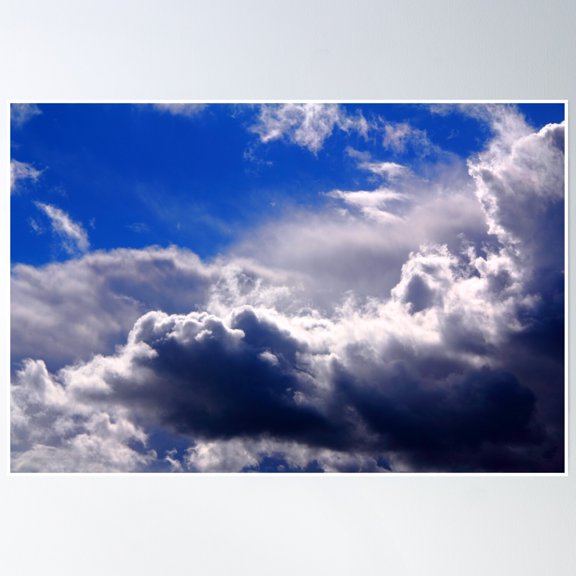 Dramatic Clouds In The Blue Sky Poster Wall Art, Modern Wall Decor, 8x12 UNFRAMED