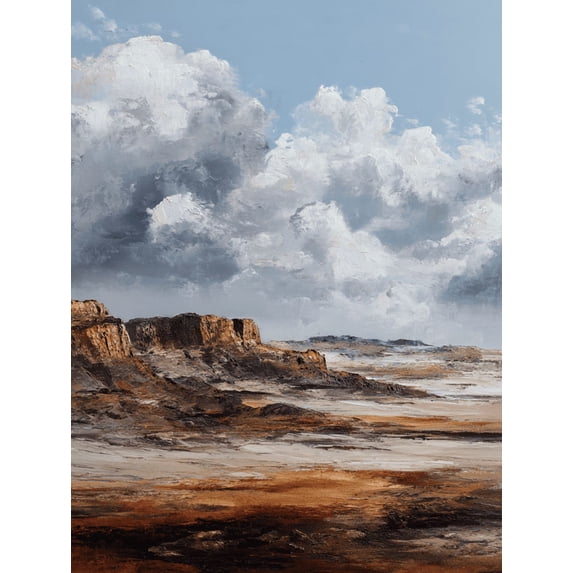 Dramatic Cloudy Desert Oil Canvas Print, Wall Art for Living Room, Bedroom, Office, Hallway, Dining Room Decor