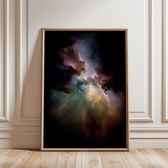Dramatic Cosmic Nebula Explosion Radiant Light Beams Deep Space Abstract Wall Art Celestial Modern Decor Print, Unframed Paper Print