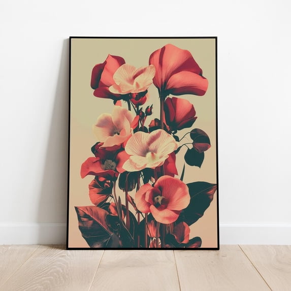 Dramatic Dark Hibiscus poster Wall Art Decor Featuring Moody Red ...