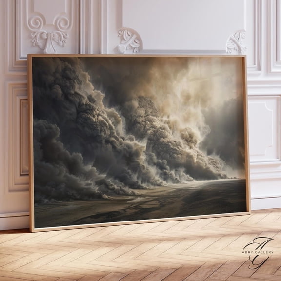Dramatic Desert Storm Clouds Art Poster, Moody Cloudscape Wall Decor, Desert Landscape Poster, Stormy Sky Home Decor, Storm Wall Art, Pai16, Unframed Poster Size 8x12